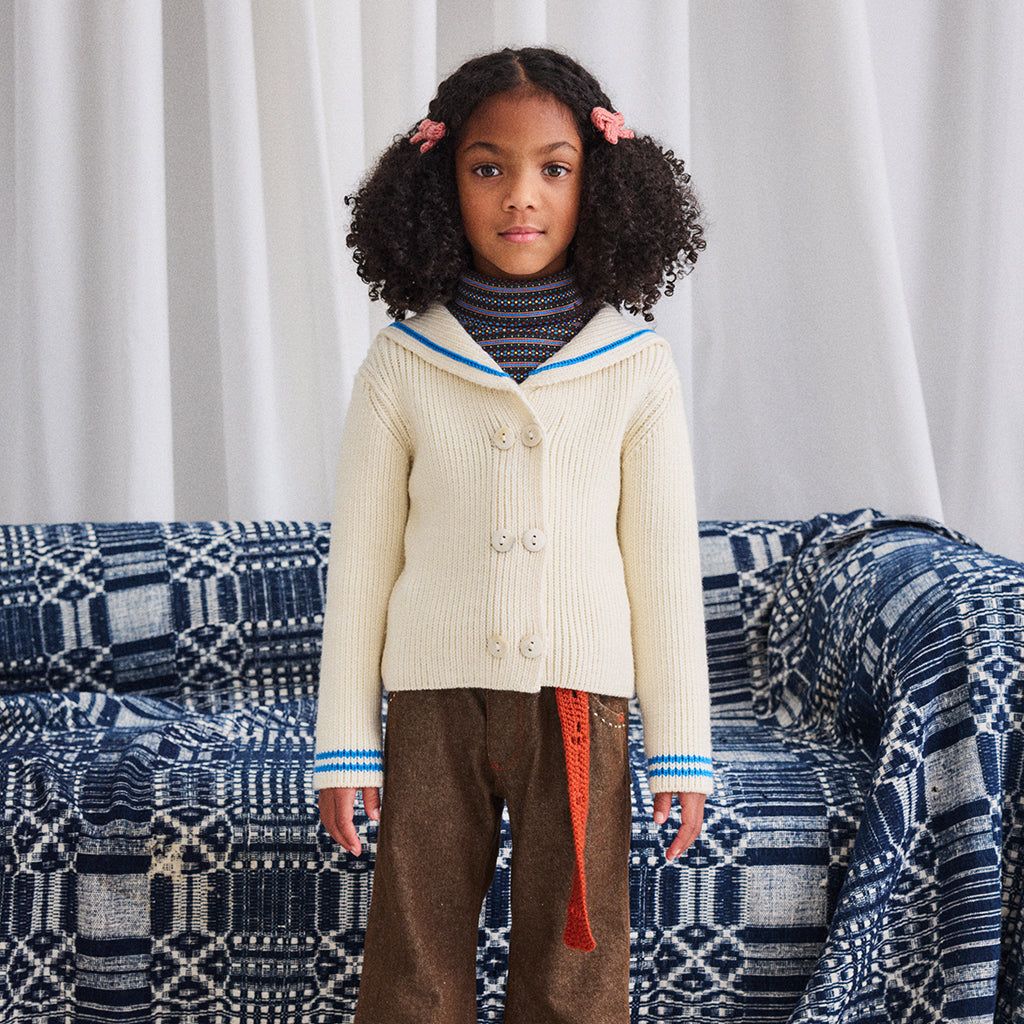 Misha & Puff Child Sailor Rib Cardigan Sugar Cream