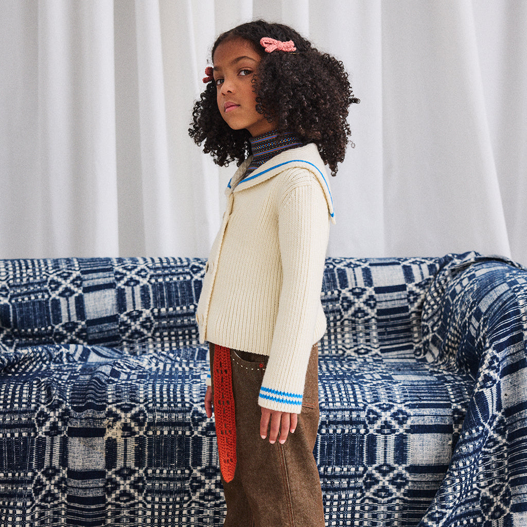 Misha & Puff Child Sailor Rib Cardigan Sugar Cream