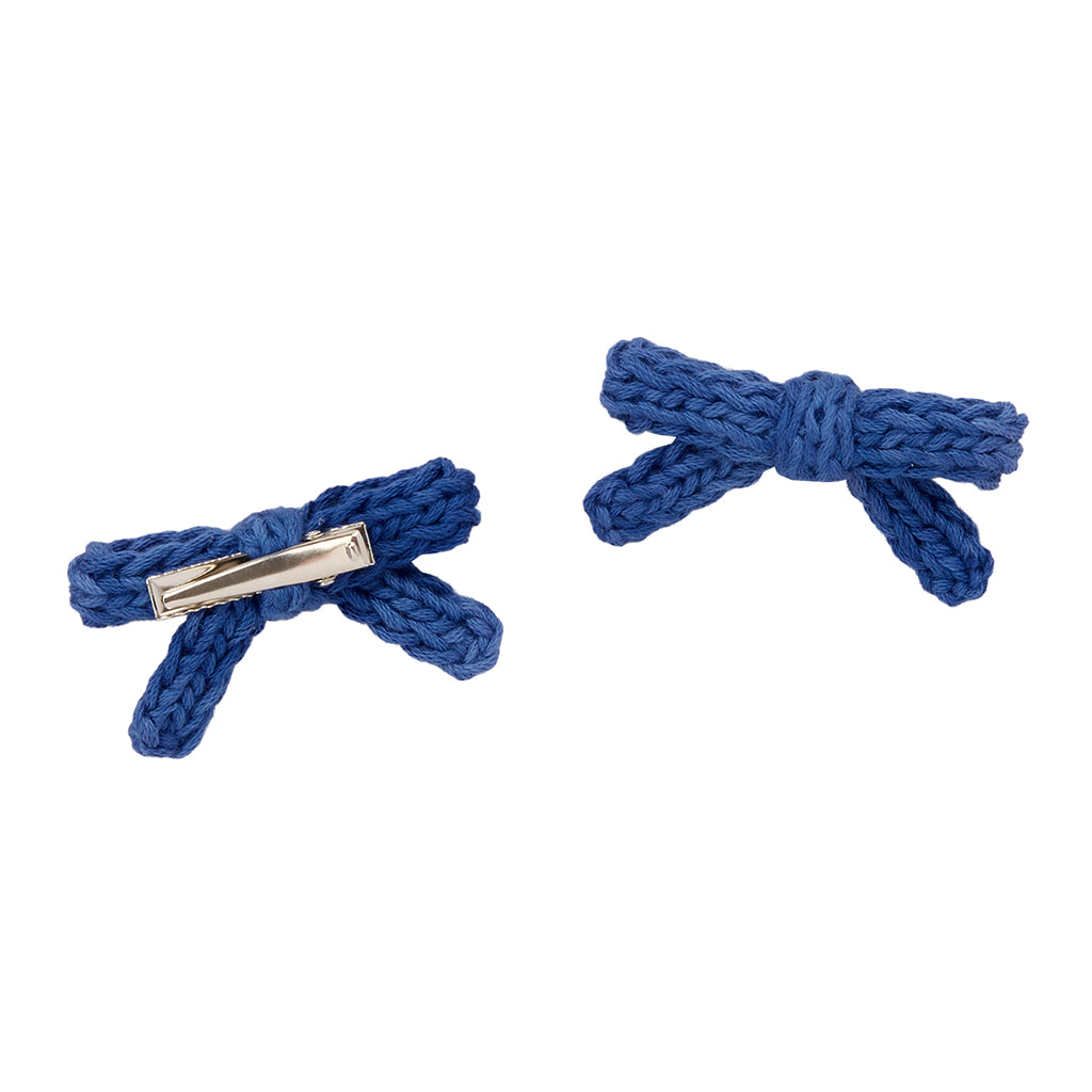 Misha & Puff Child Set Of Two Goldie Bow Hair Clips Blue Ribbon