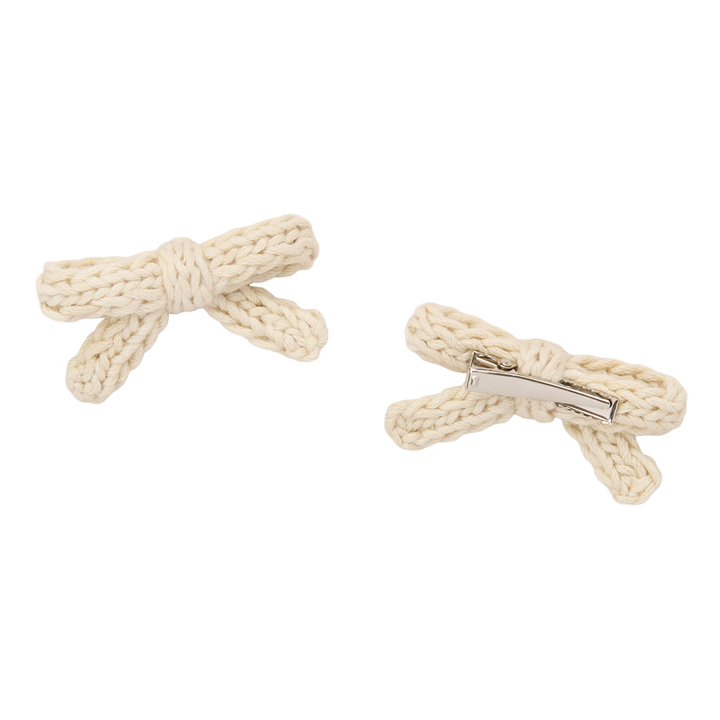 Misha & Puff Child Set Of Two Goldie Bow Hair Clips Marzipan Cream