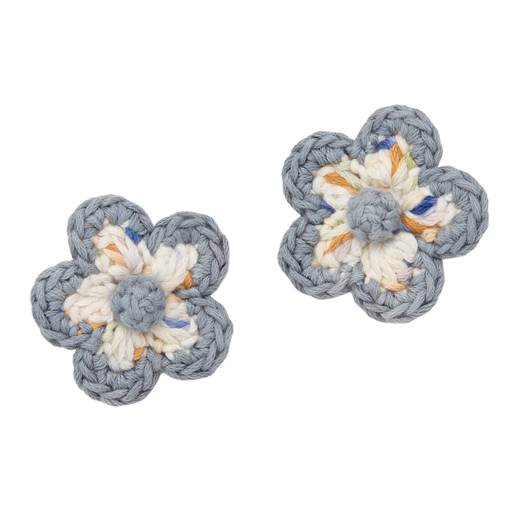 Misha &amp; Puff Child Set Of Two Medium Flower Clips Seashore Confetti Grey
