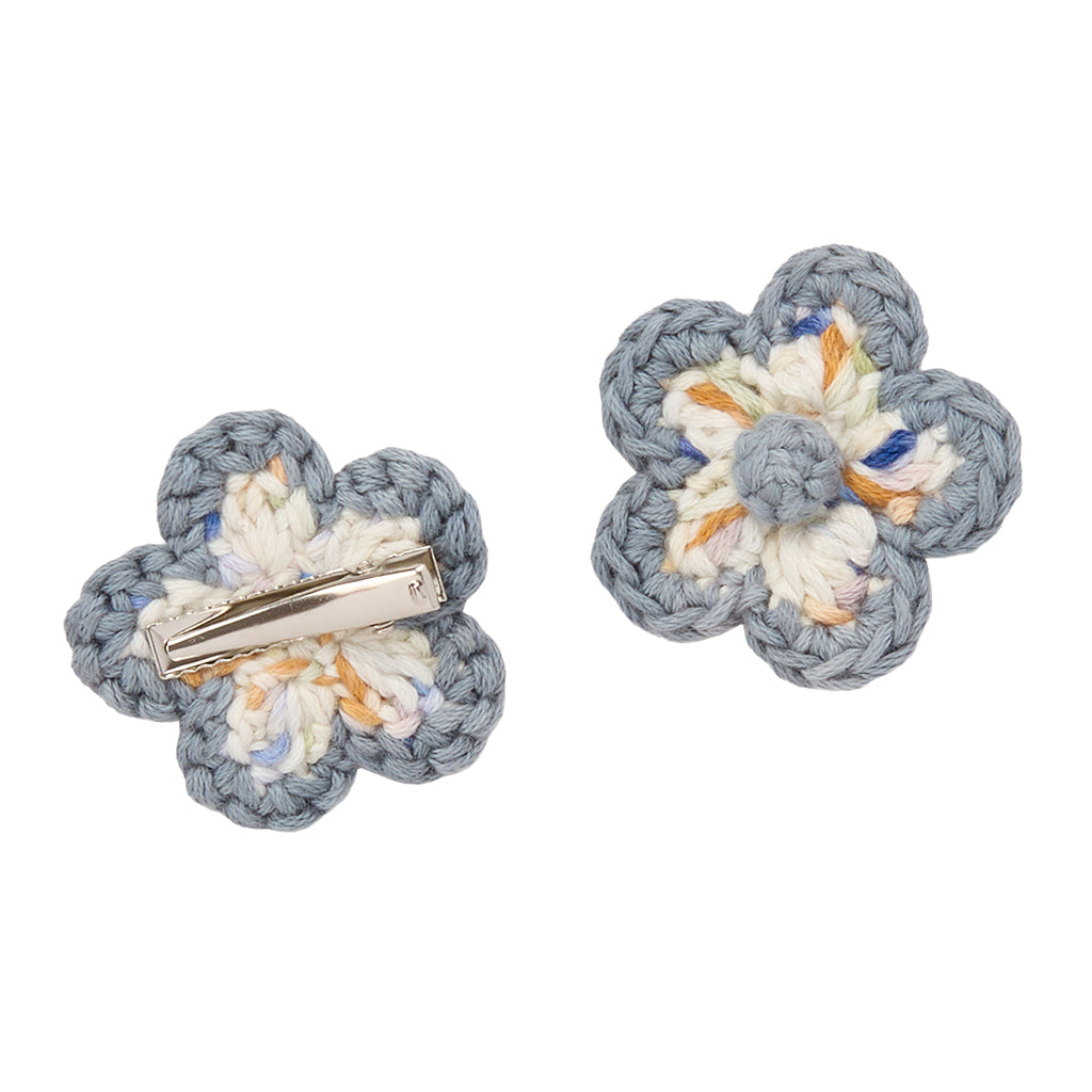 Misha & Puff Child Set Of Two Medium Flower Clips Seashore Confetti Grey