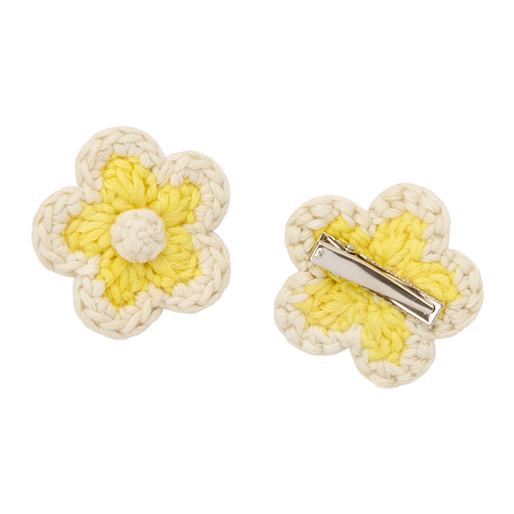Misha & Puff Child Set Of Two Medium Flower Clips Sol Yellow