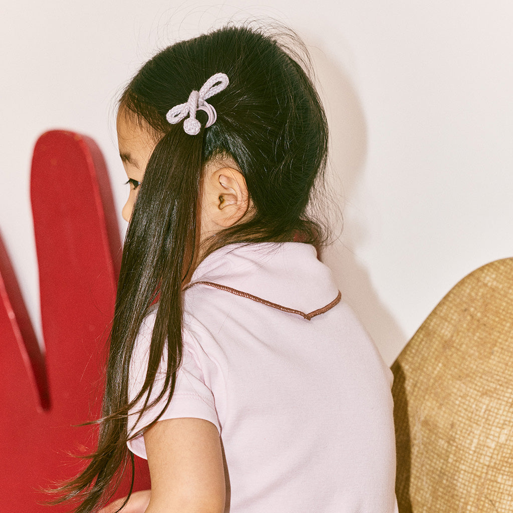 Misha & Puff Child Set Of Two Popcorn Bow Hair Elastics Mist Purple