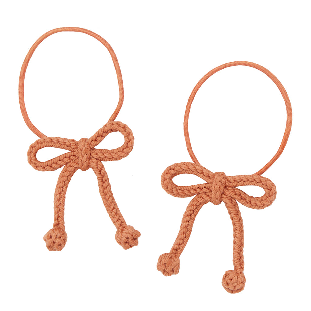 Misha & Puff Child Set Of Two Popcorn Bow Hair Elastics Palomino Brown