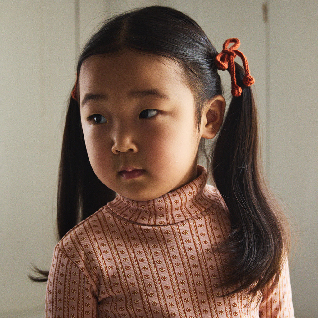 Misha & Puff Child Set Of Two Popcorn Bow Hair Elastics Palomino Brown