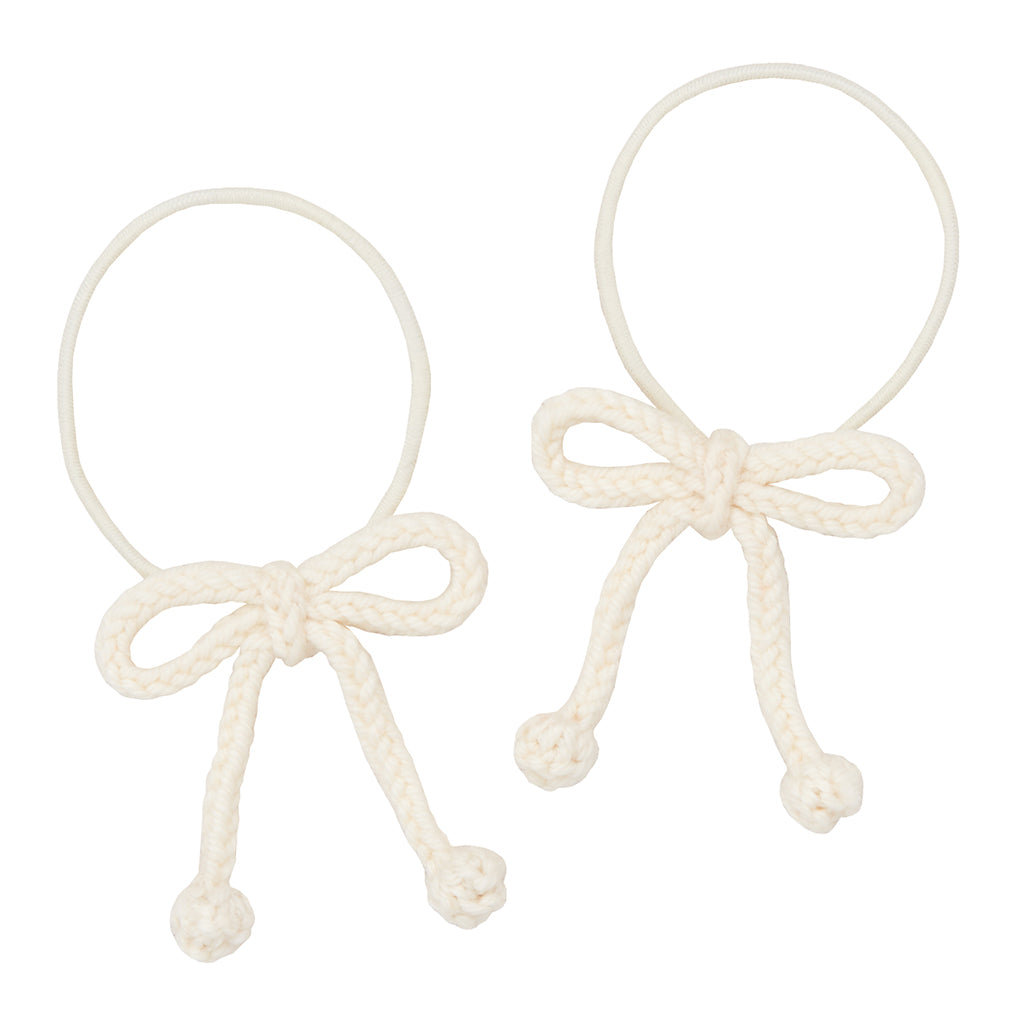 Misha & Puff Child Set Of Two Popcorn Bow Hair Elastics Sugar Cream
