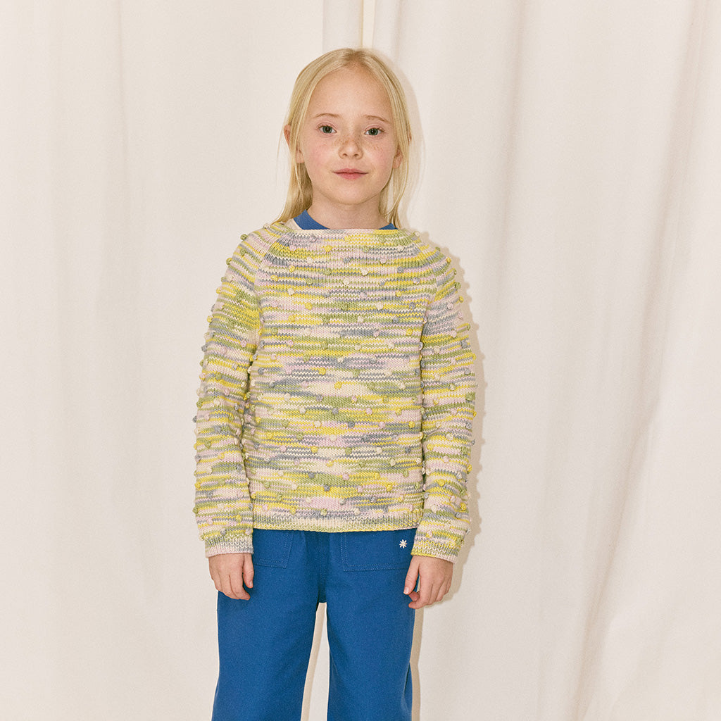 Misha & Puff Child Summer Popcorn Sweater Bubble Yellow Space Dye