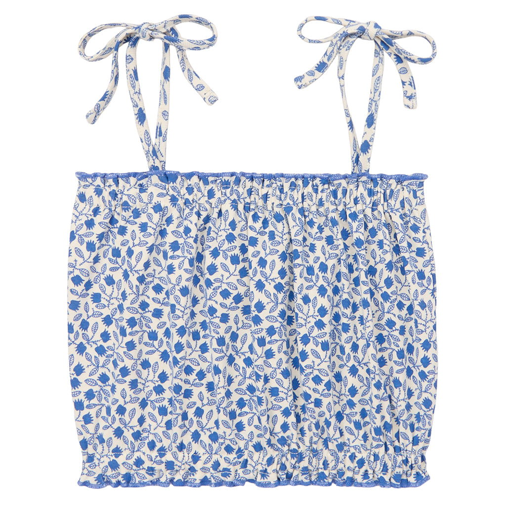 Misha &amp; Puff Child Sydney Blouse Blue Ribbon Lisse Fields Print