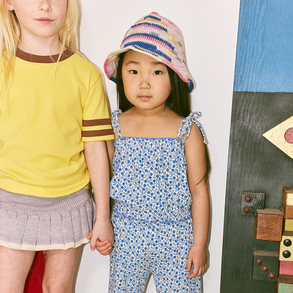 Misha & Puff Child Sydney Blouse Blue Ribbon Lisse Fields Print