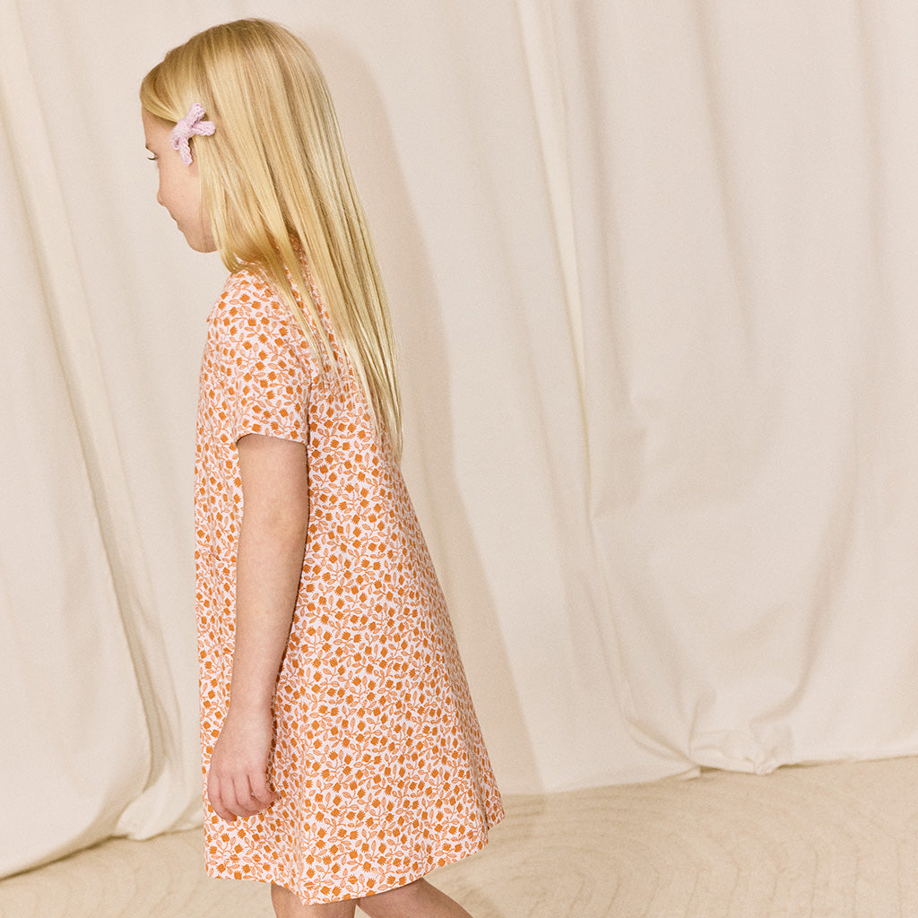 Misha & Puff Child Twiggy Dress Aura Pink Lisse Fields Print