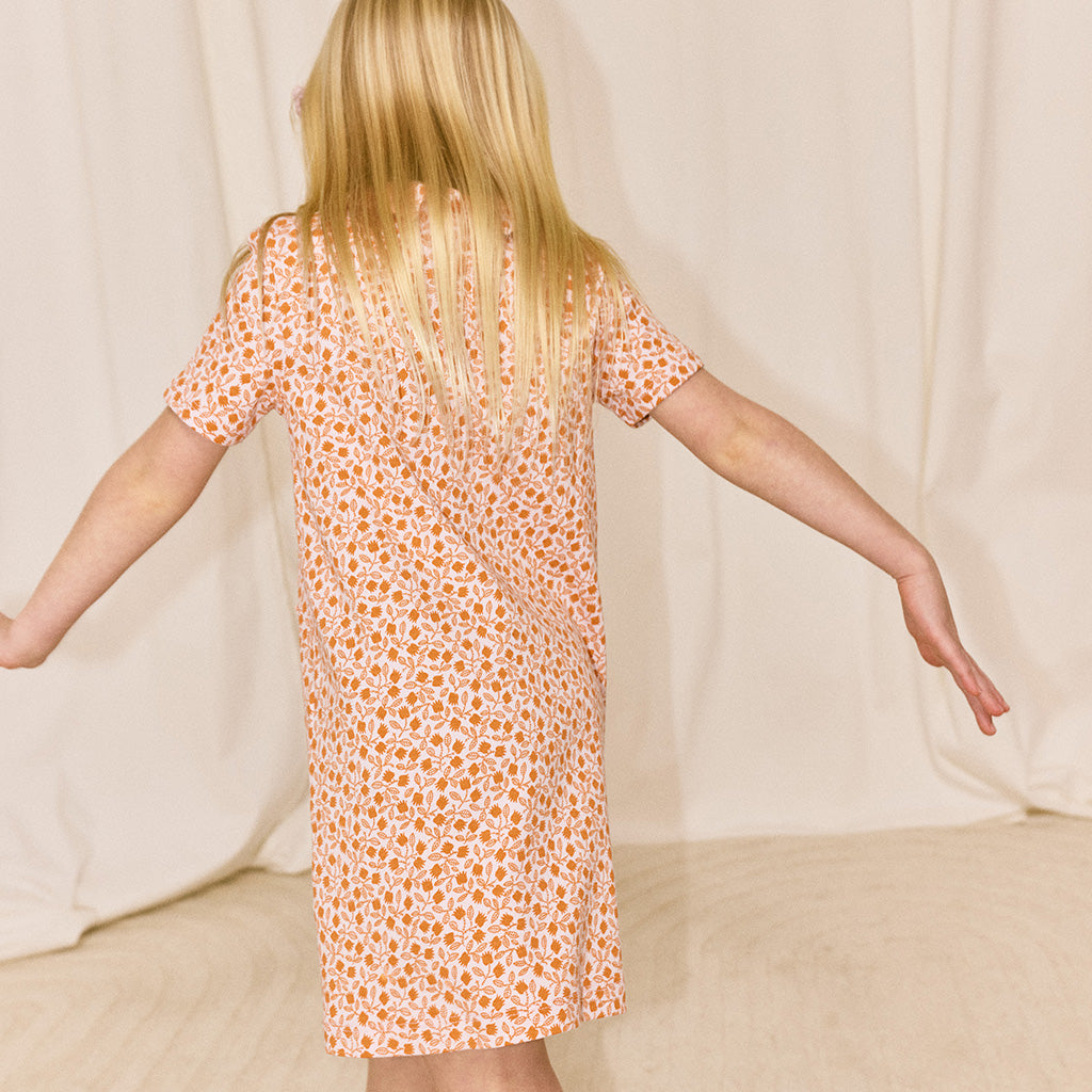 Misha & Puff Child Twiggy Dress Aura Pink Lisse Fields Print