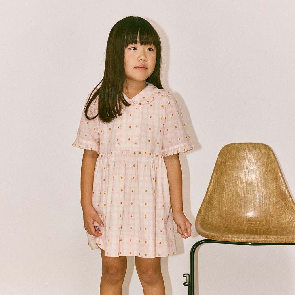 Misha & Puff Child Voyage Dress Azalea Pink Blossom Plaid