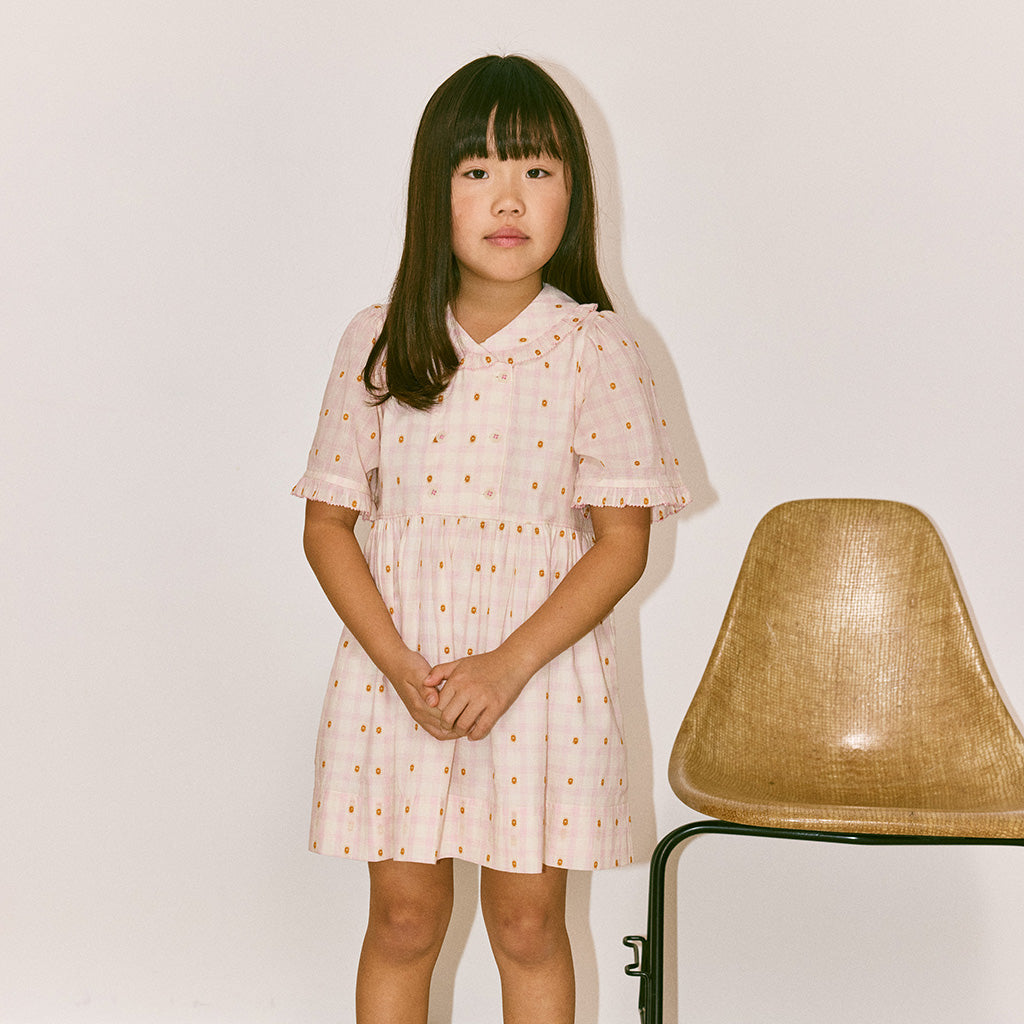 Misha & Puff Child Voyage Dress Azalea Pink Blossom Plaid