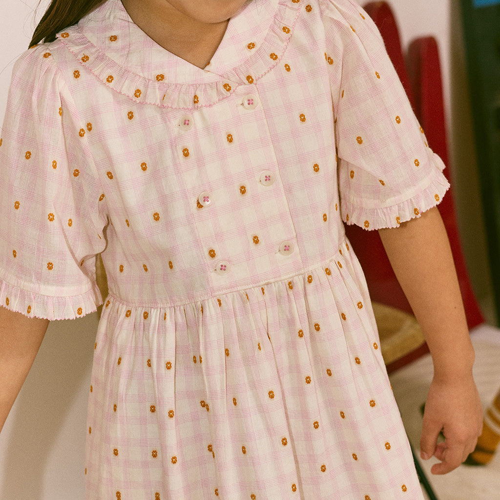 Misha & Puff Child Voyage Dress Azalea Pink Blossom Plaid
