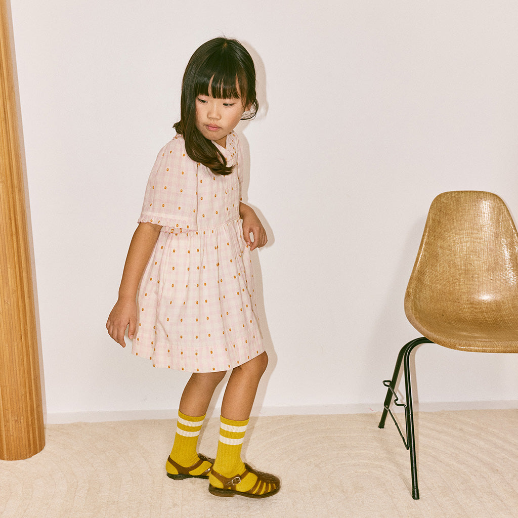 Misha & Puff Child Voyage Dress Azalea Pink Blossom Plaid