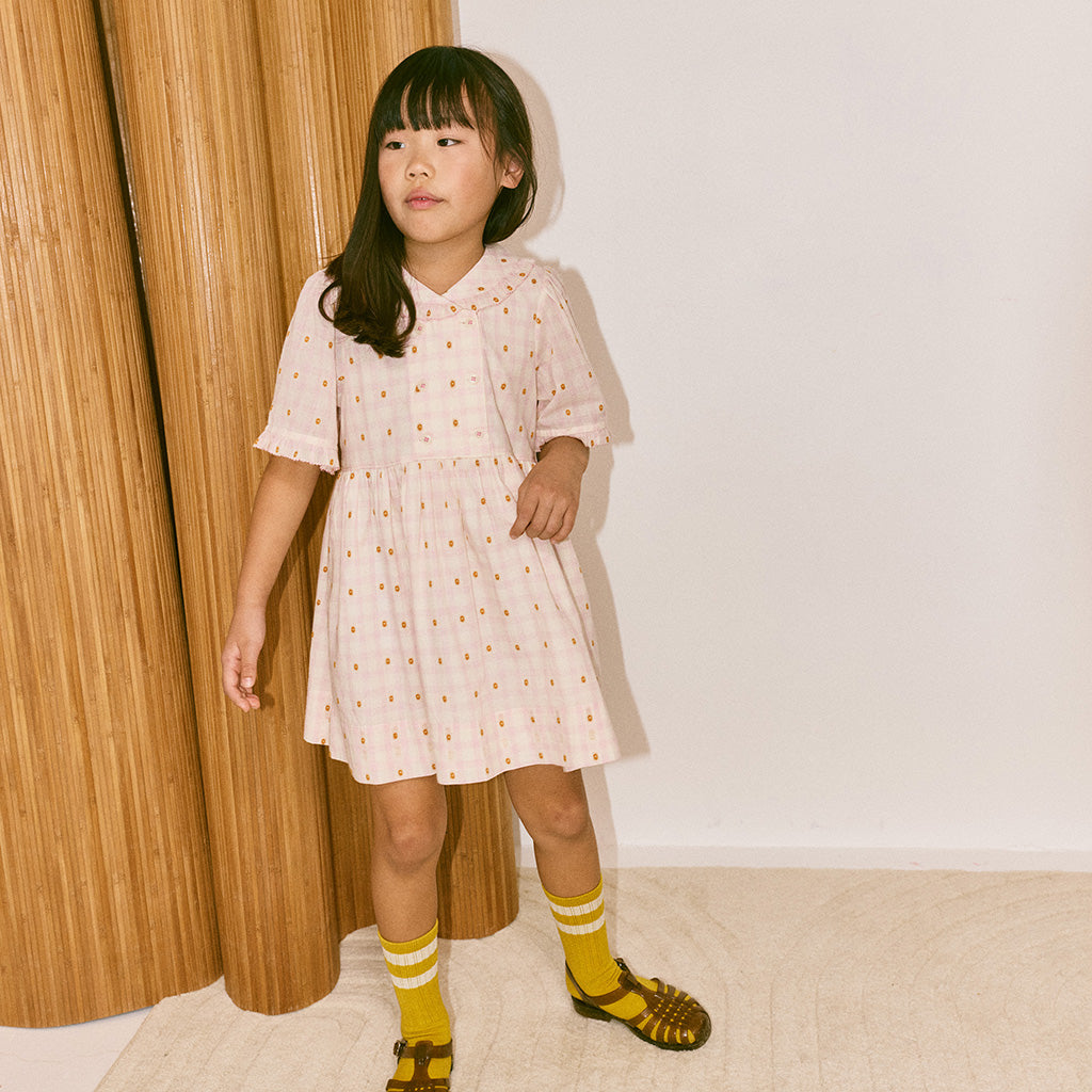 Misha & Puff Child Voyage Dress Azalea Pink Blossom Plaid