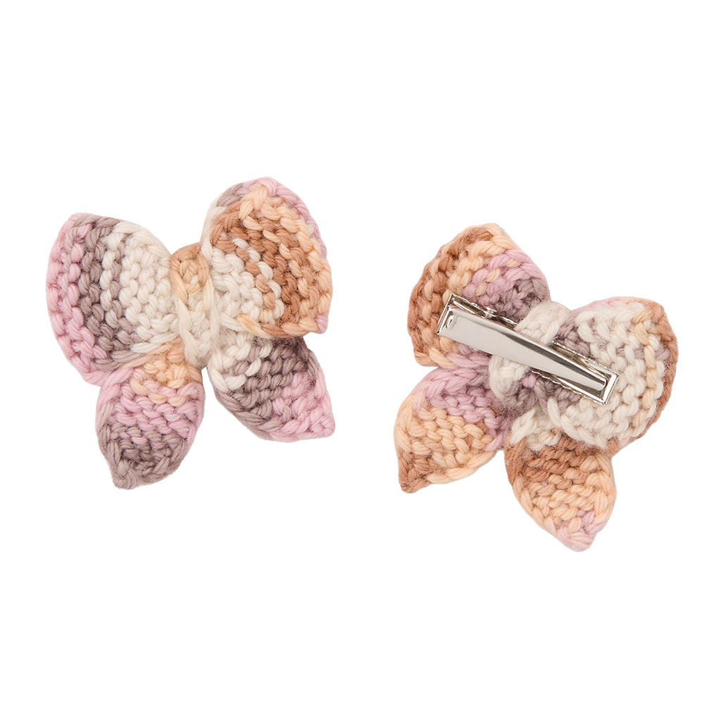 Misha & Puff Child Set Of Two Puff Bow Hair Clips Mochi Brown Space Dye