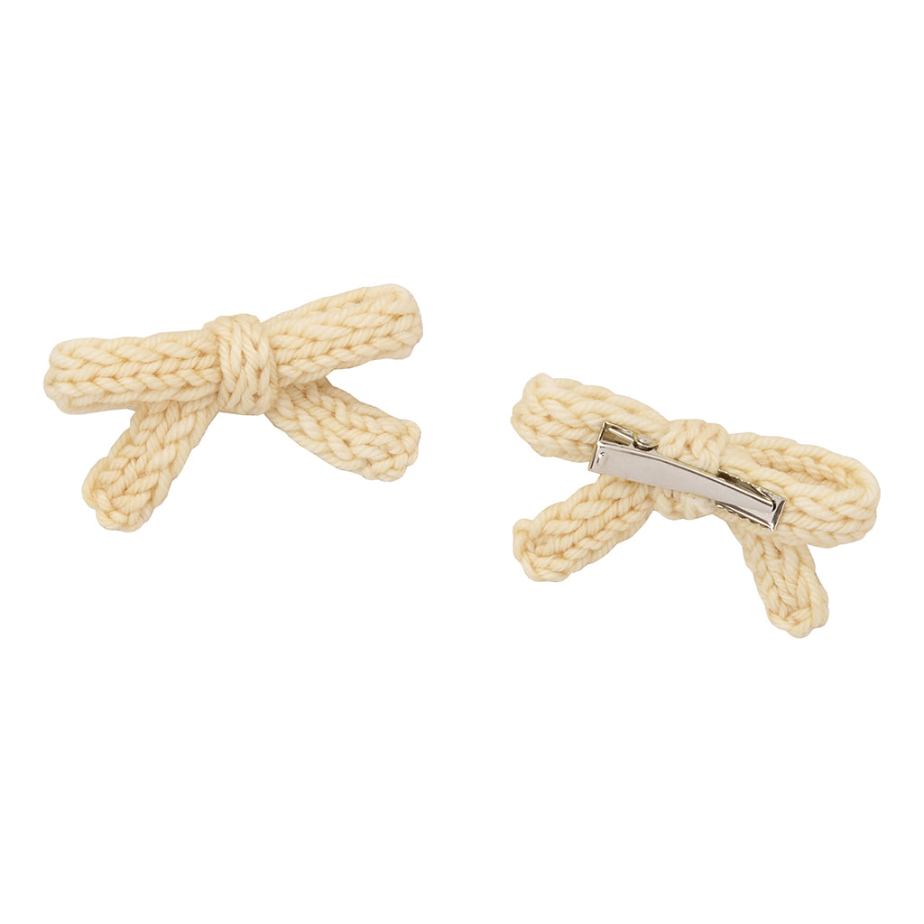 Misha & Puff Child Set Of Two Goldie Bow Hair Clips Shortbread Yellow