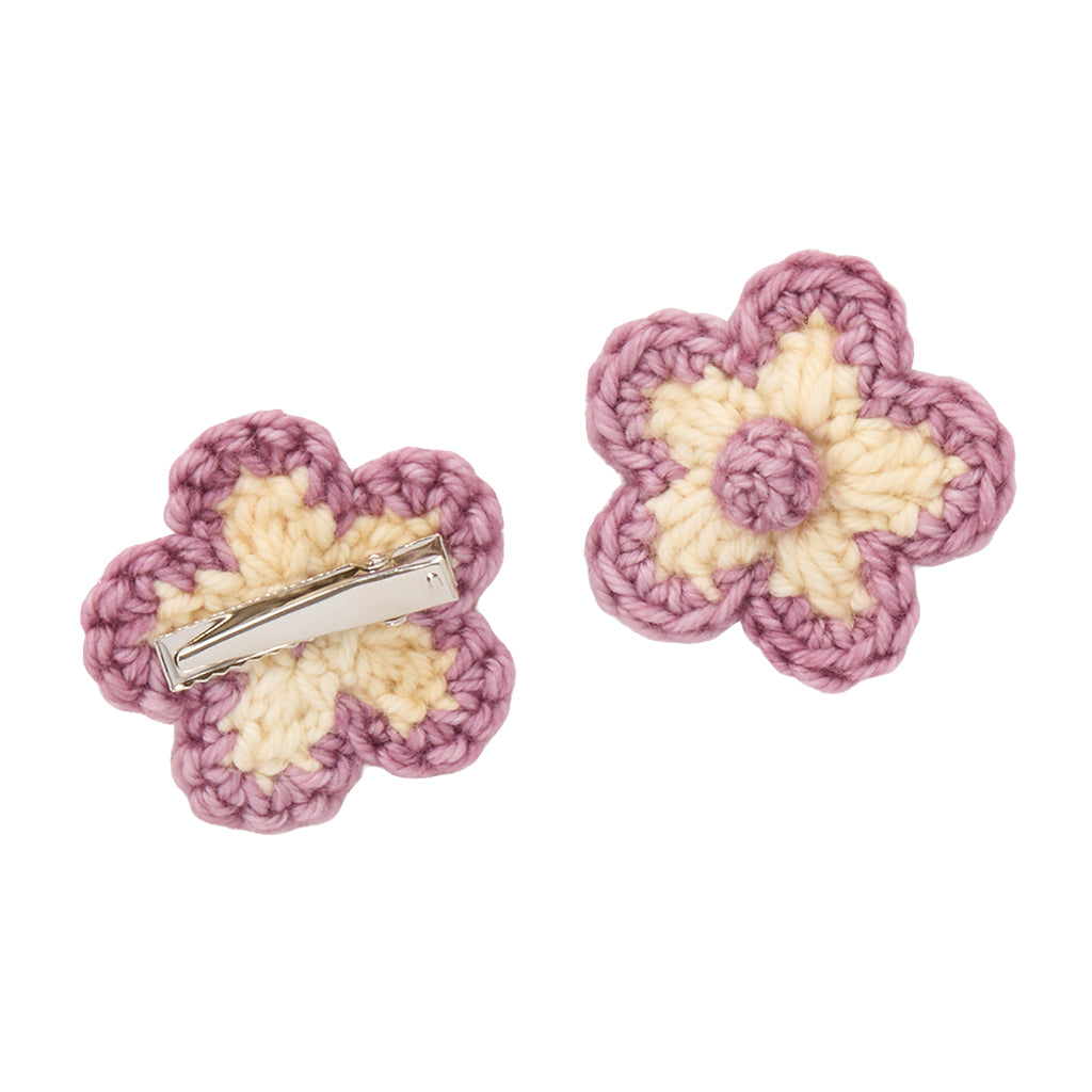 Misha & Puff Child Set Of Two Medium Flower Clips Shortbread Yellow