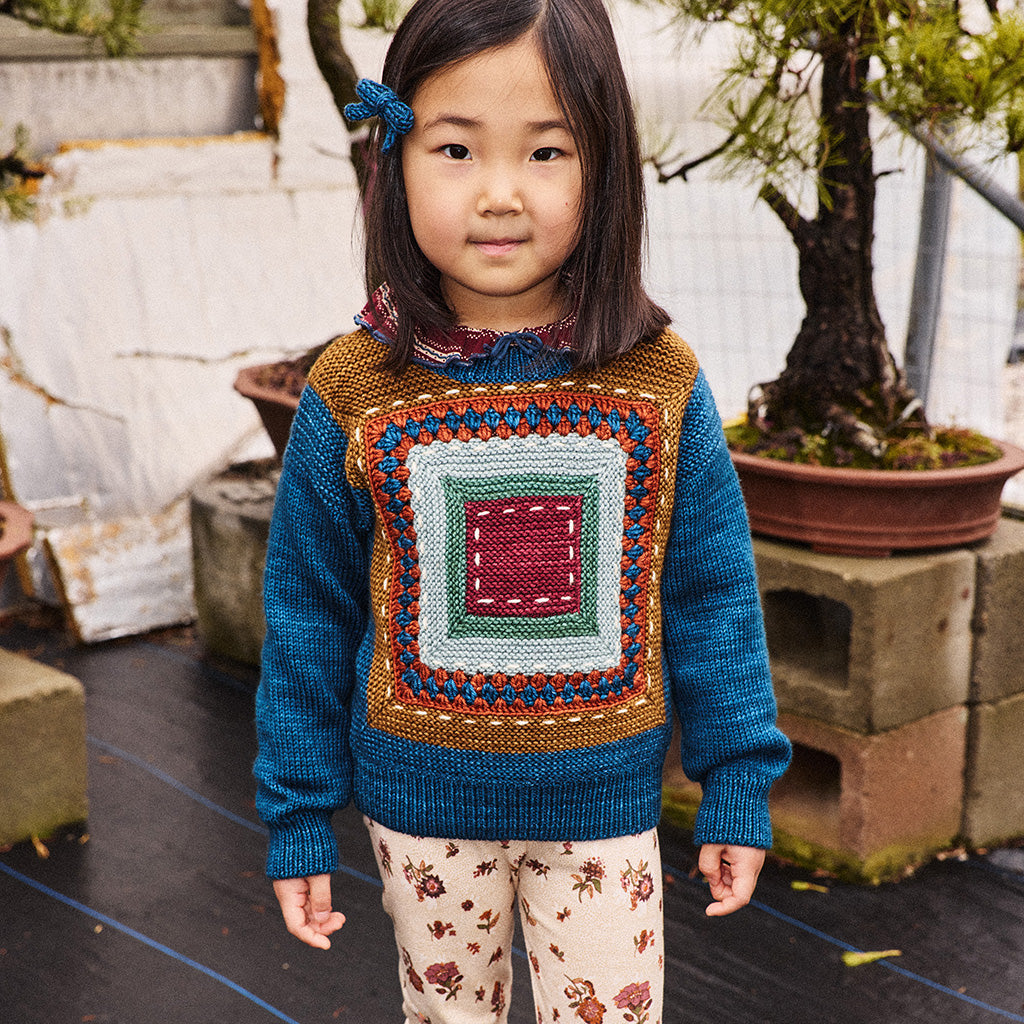Misha & Puff Child Running Stitch Sweater Marine Blue