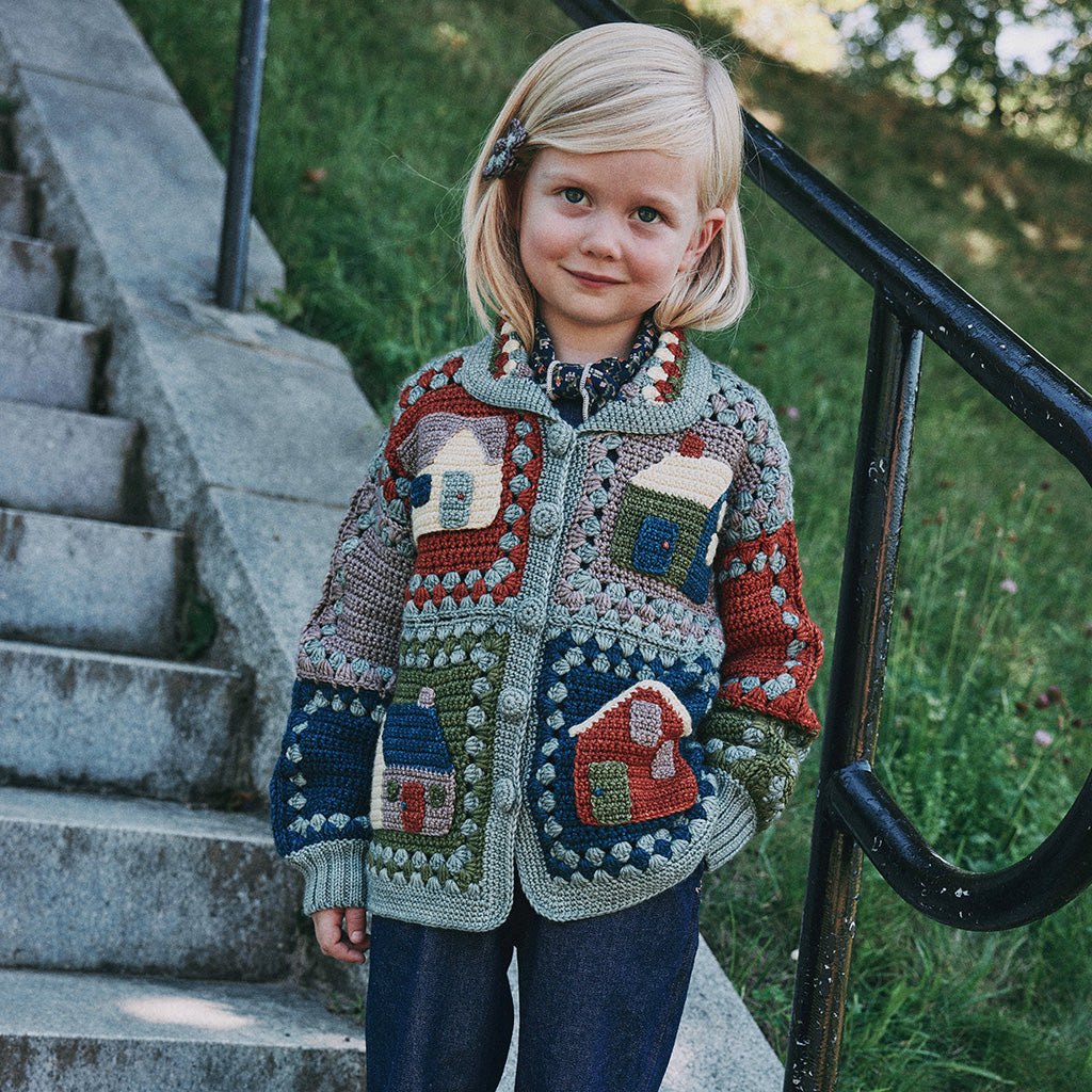 Misha & Puff Child Crochet Home Cardigan Onsen Blue
