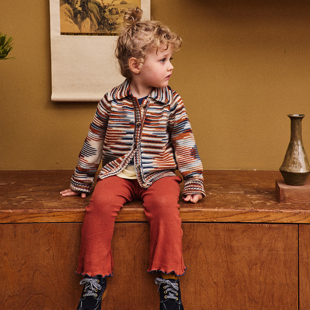 Misha & Puff Child Motley Cardigan Neriage Brown Space Dye