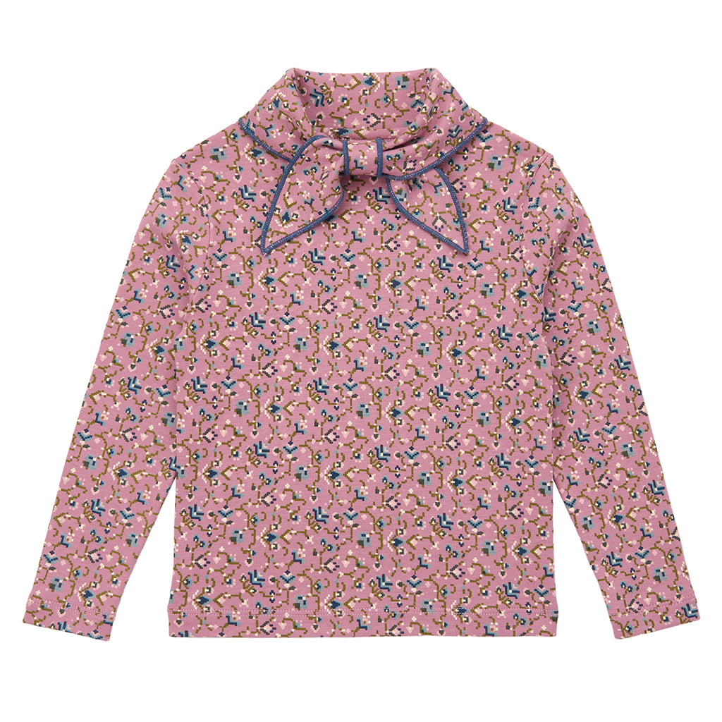 Misha &amp; Puff Child Scout T-shirt Antique Rose Pink Millefleurs Floral Print