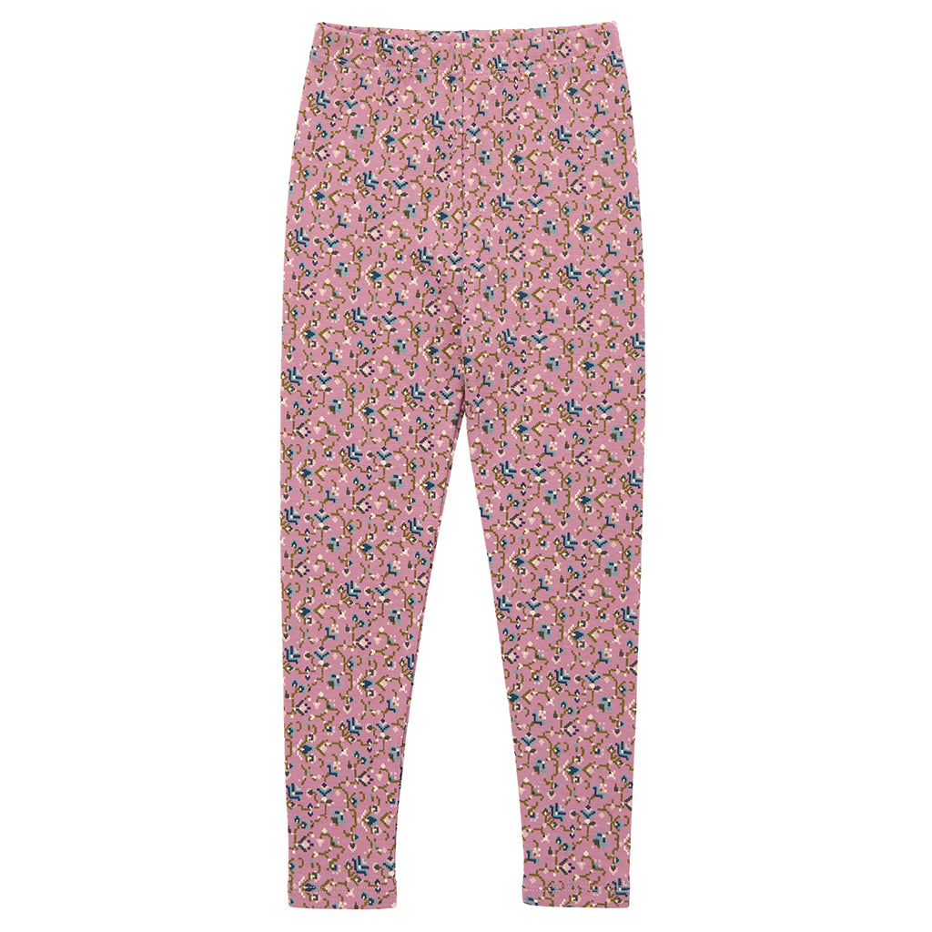 Misha &amp; Puff Child Leggings Antique Rose Pink Millefleurs Floral Print