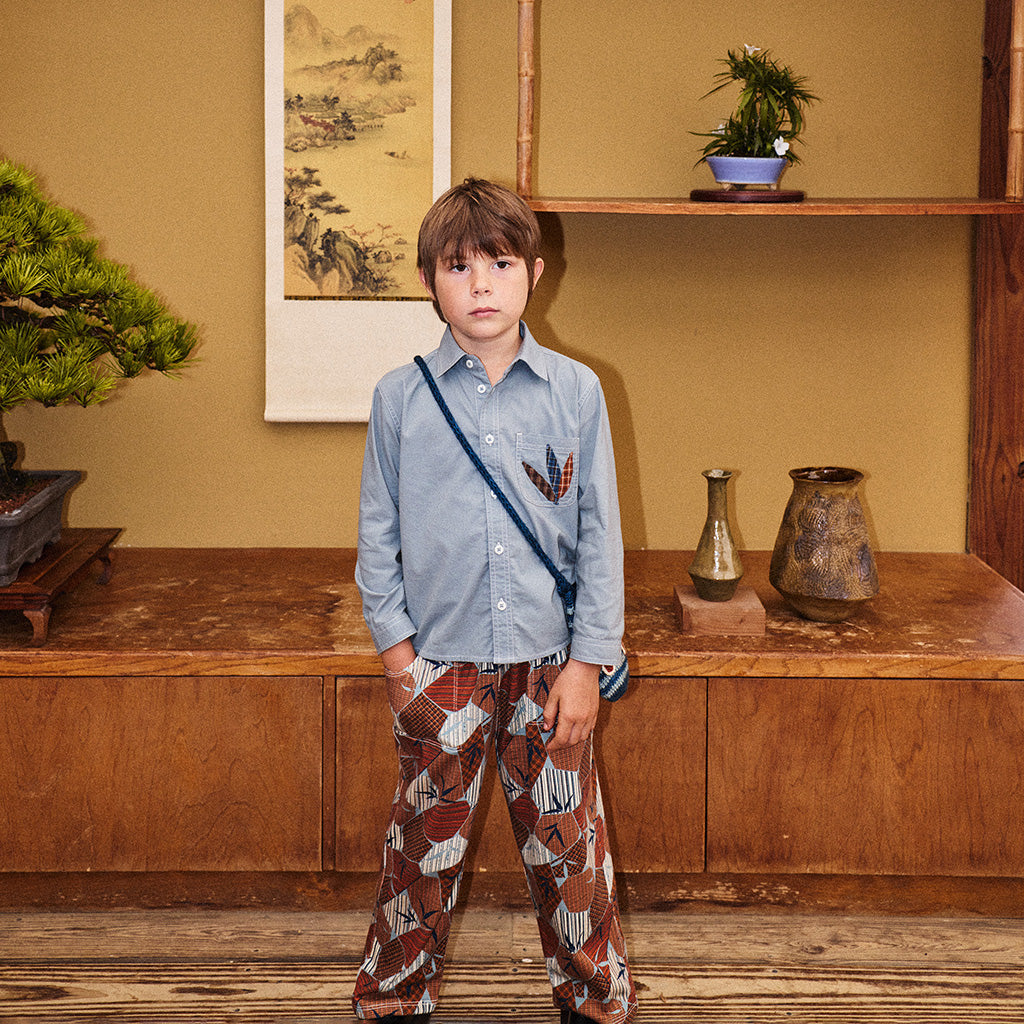 Misha & Puff Child A-Pants Rose Gold Kyoto Brown Print