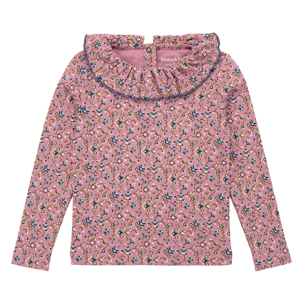 Misha &amp; Puff Child Paloma T-shirt Antique Rose Pink Millefleurs Floral Print