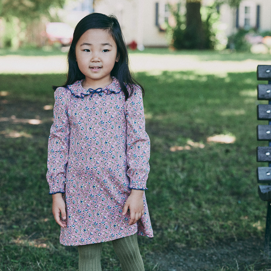 Misha & Puff Child Pattie Dress Antique Rose Pink Millefleurs Floral Print