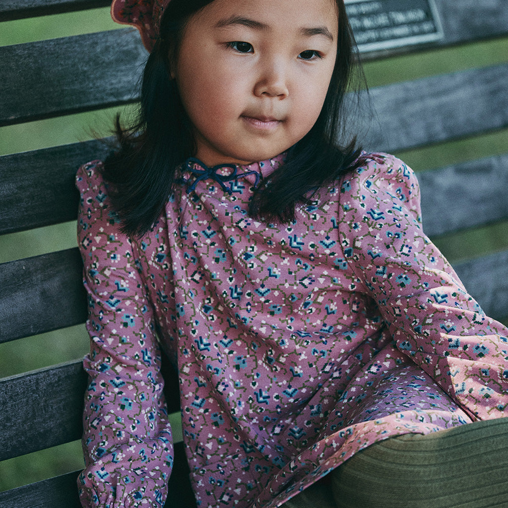 Misha & Puff Child Pattie Dress Antique Rose Pink Millefleurs Floral Print