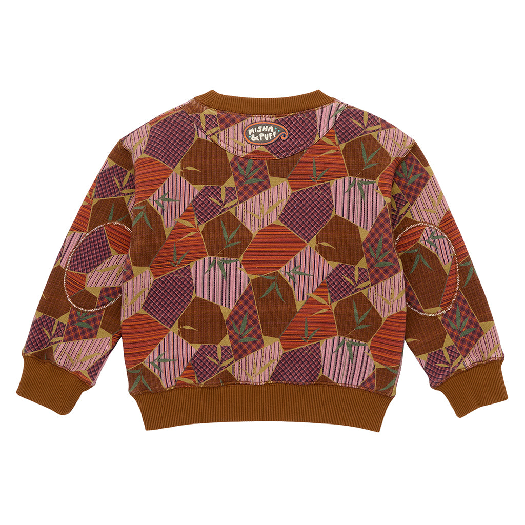 Misha & Puff Child Crewneck Sweatshirt Antique Rose Kyoto Brown Print