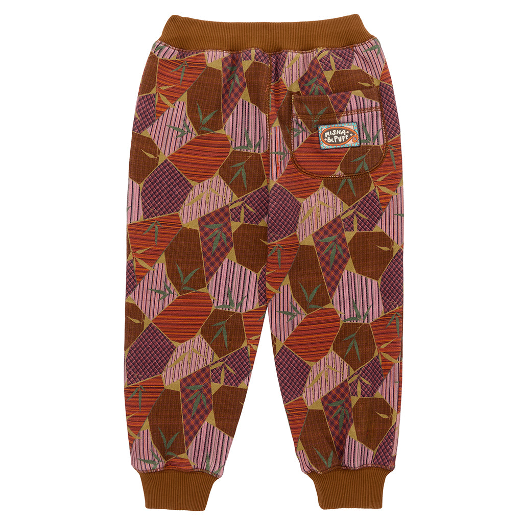 Misha & Puff Child Court Sweatpants Antique Rose Kyoto Brown Print