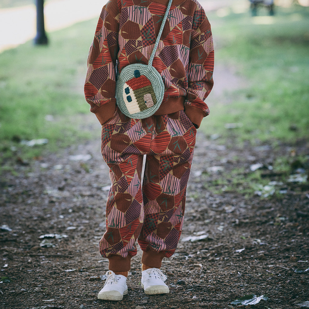 Misha & Puff Child Court Sweatpants Antique Rose Kyoto Brown Print