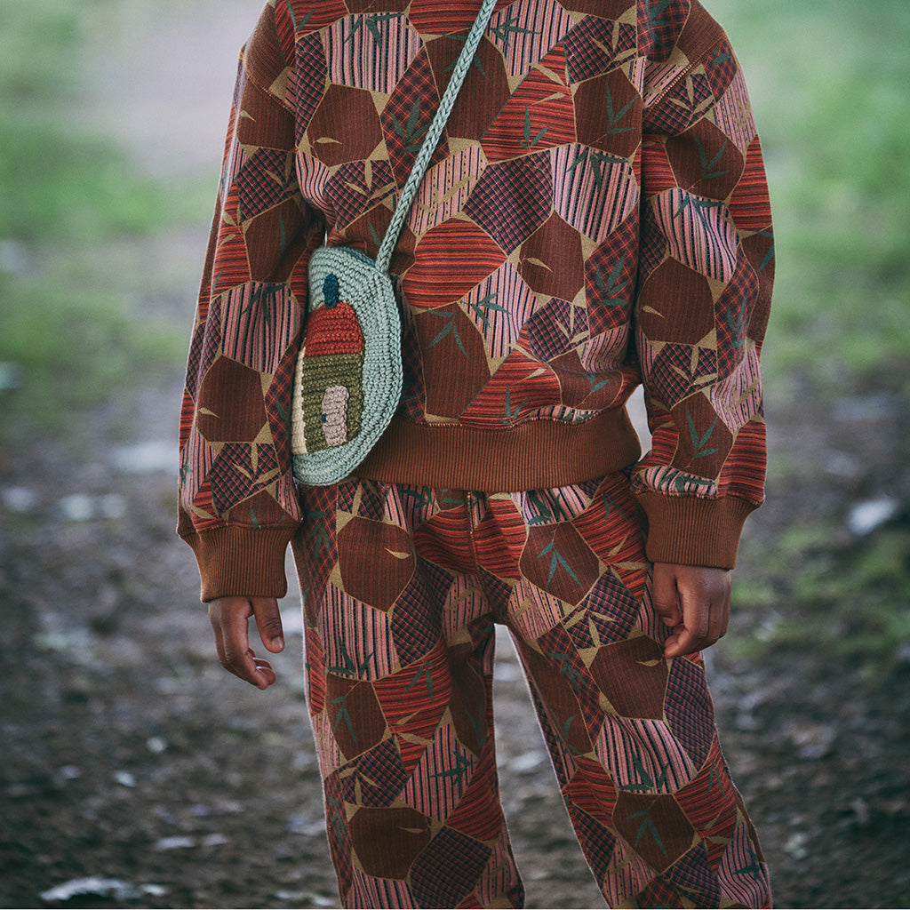 Misha & Puff Child Court Sweatpants Antique Rose Kyoto Brown Print