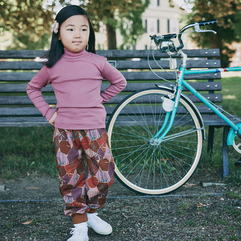 Misha & Puff Child Court Sweatpants Antique Rose Kyoto Brown Print