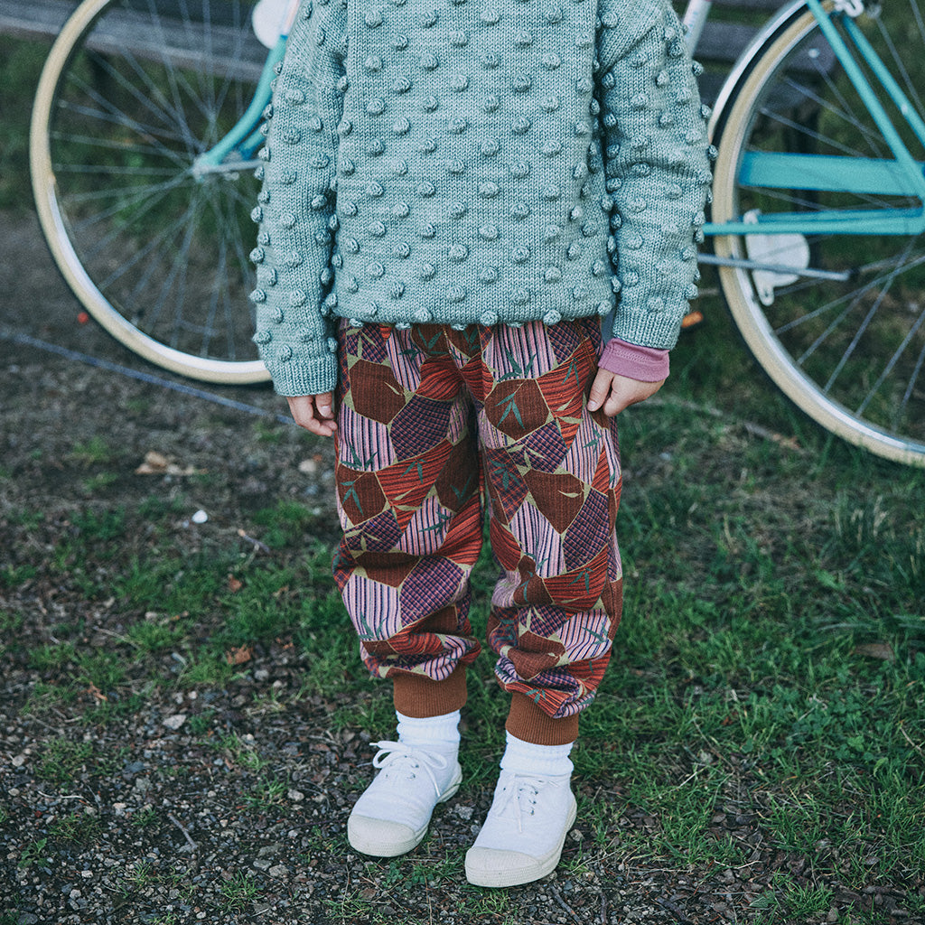 Misha & Puff Child Court Sweatpants Antique Rose Kyoto Brown Print