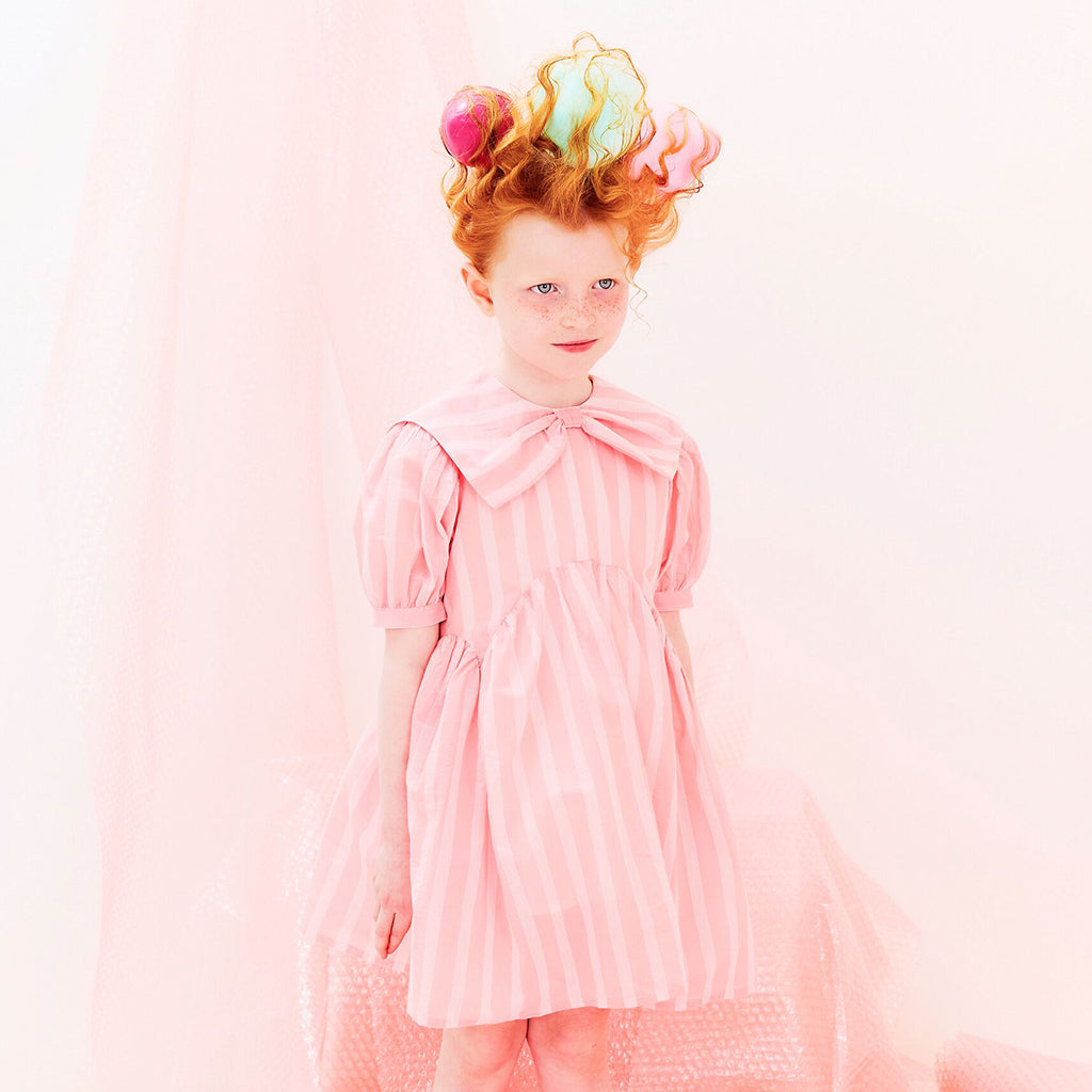 Morley Child Xilomena Bow Dress Pink Stripes