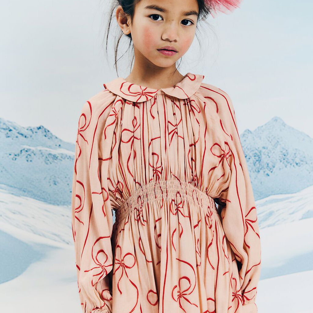 Morley Child Zola Dress Bows Print Rose Pink