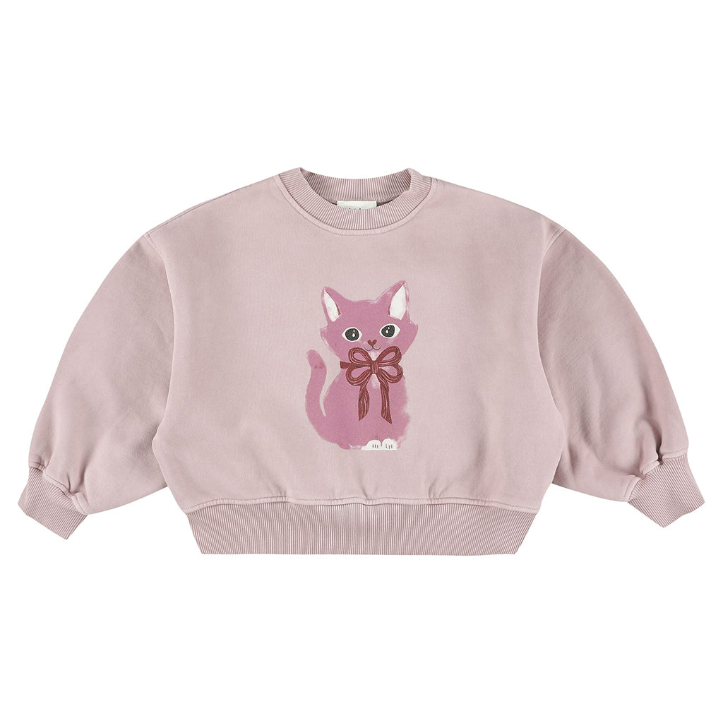 Morley Child Zyco Sweatshirt Pinkcat Print Lilac Pink