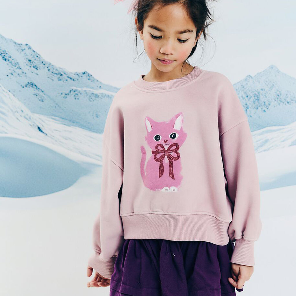 Morley Child Zyco Sweatshirt Pinkcat Print Lilac Pink