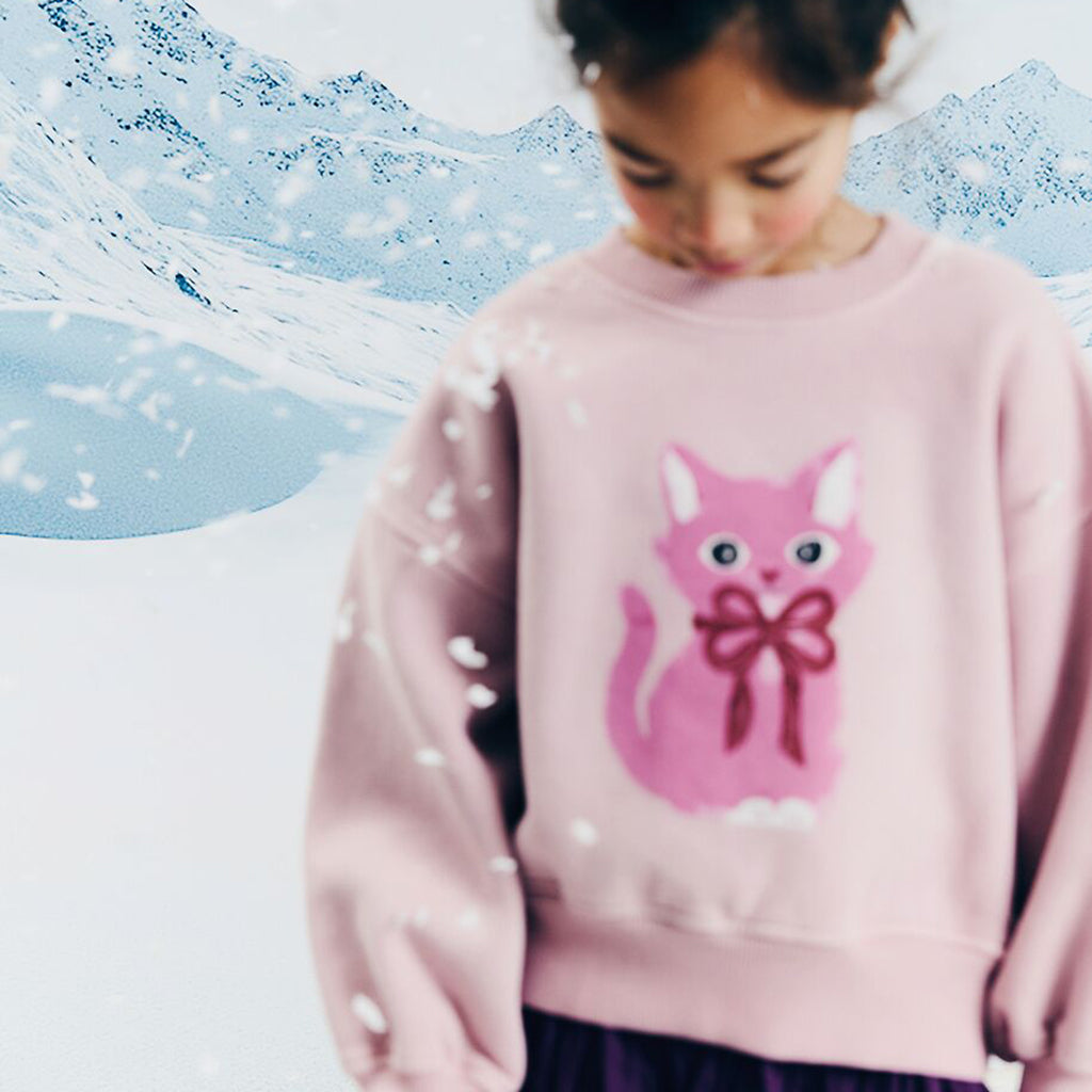 Morley Child Zyco Sweatshirt Pinkcat Print Lilac Pink