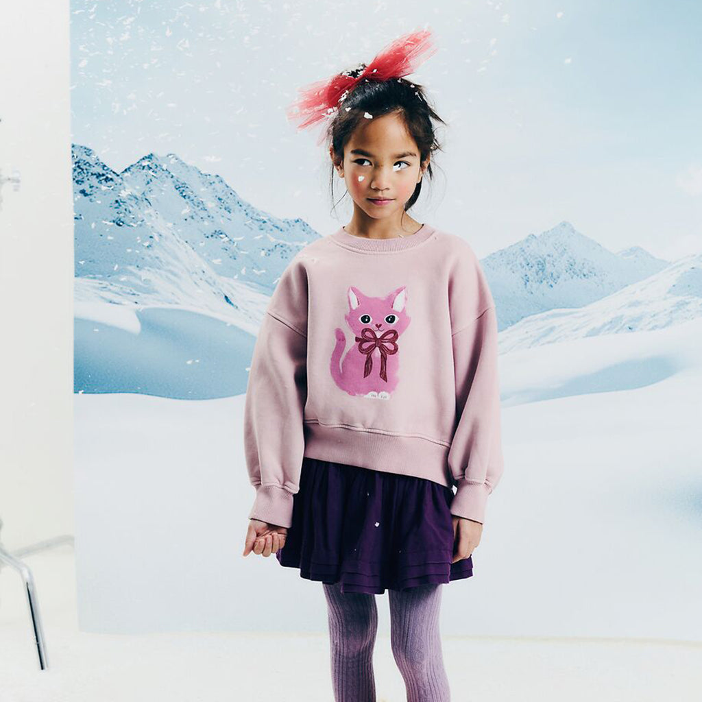 Morley Child Zyco Sweatshirt Pinkcat Print Lilac Pink
