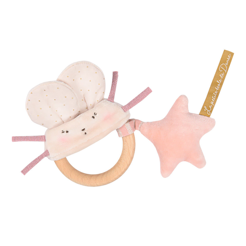 Moulin Roty La Petite École De Danse Mouse Wooden Ring Rattle