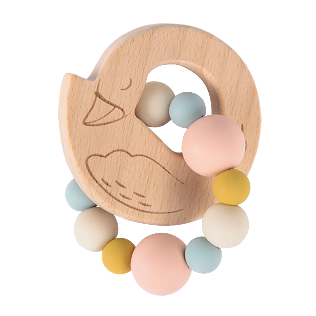 Moulin Roty La Petite École De Danse Swan Wooden Teething Ring Rattle