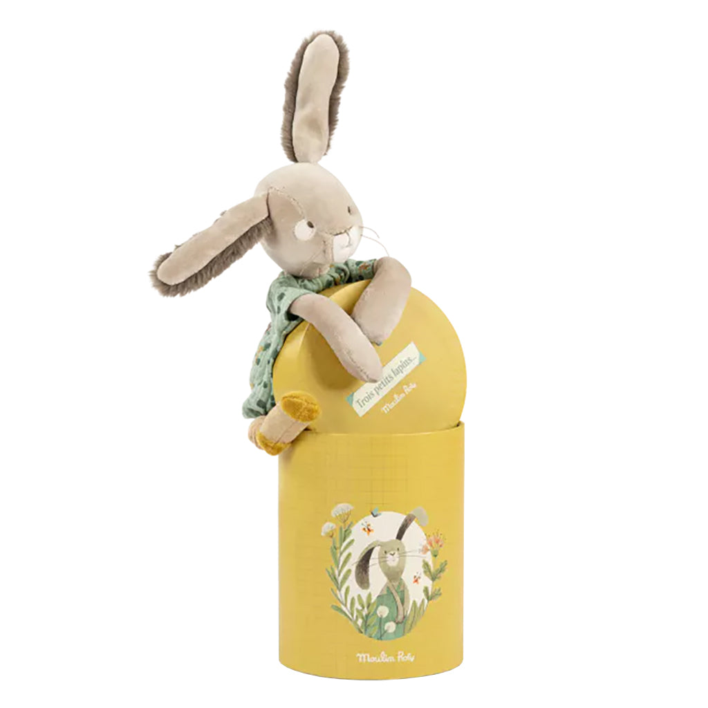 Moulin Roty Trois Petits Lapins Sage Rabbit Soft Toy In Box