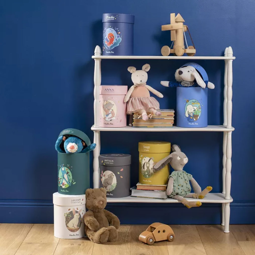 Moulin Roty Trois Petits Lapins Sage Rabbit Soft Toy In Box