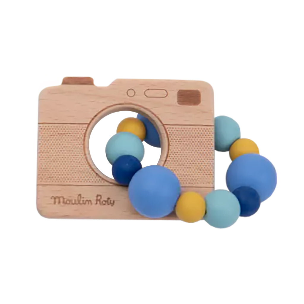 Moulin Roty Puce & Pilou Camera Wooden Teething Ring Rattle
